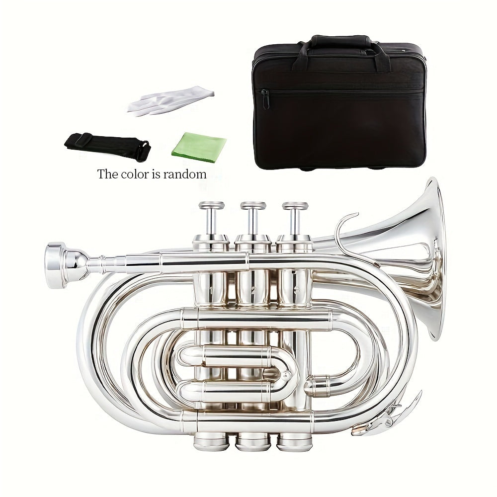 Pro Pocket Trumpet B flat Brass Kaluolin K200 Horn 7C Silver Plated