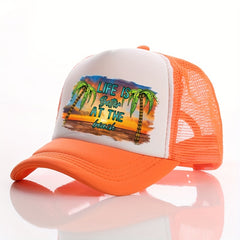 Summer Multicolor Hat Sunset Beach Print Hat For Men Men's Peaked Cap