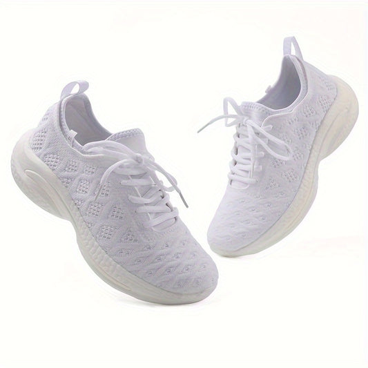Men's Knit Running Shoes Breathable Soft Sole Sneakers Lace Up Outdoor Jogging