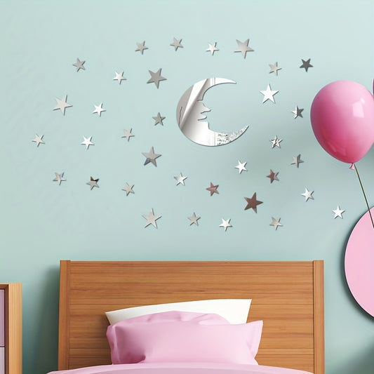 10pcs Fluffy Cloud Reflective Mirror Wall Stickers