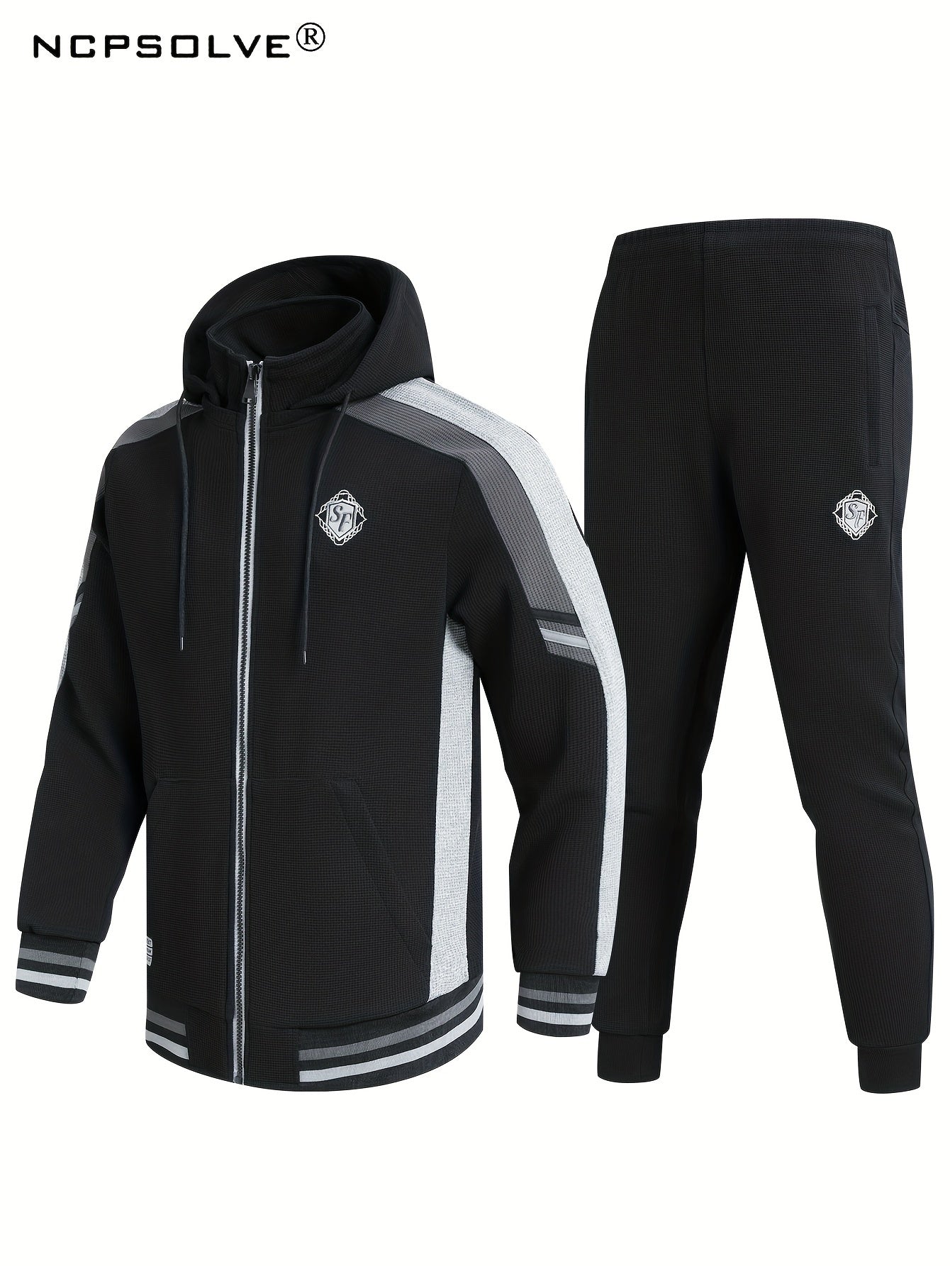 Men's Zip Up Hoodie Joggers Set for Fitness