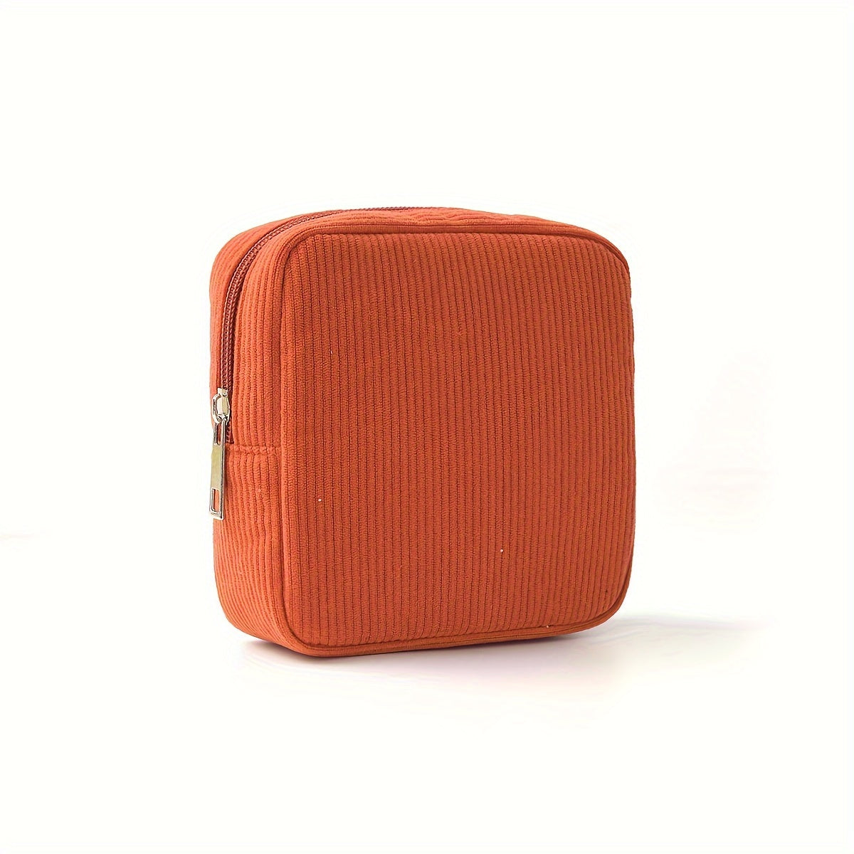 Minimalist Corduroy Toiletry Bag Portable Cosmetic Pouch with Zipper Closure