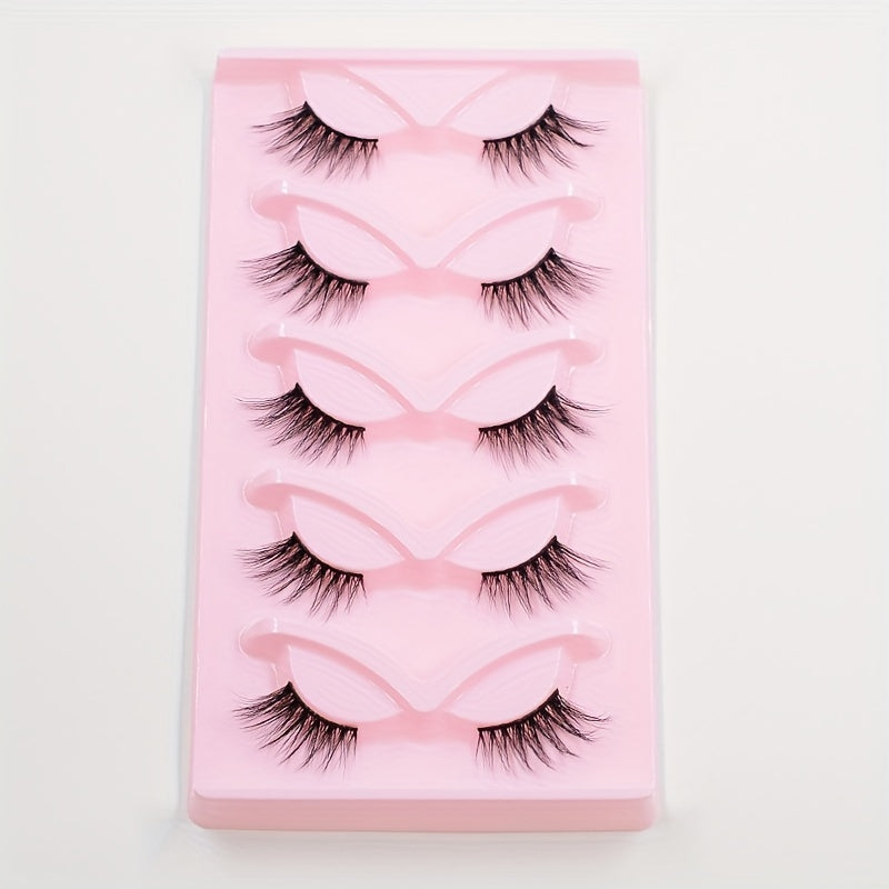 5 Pairs Half Eye Lashes Natural Look C Curling Short Wispy False Eyelashes