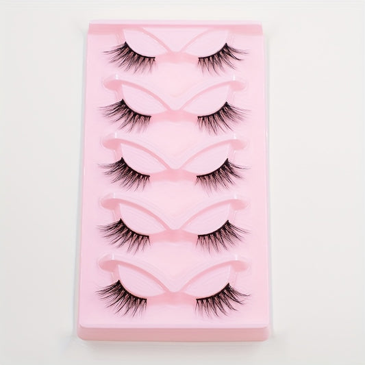 5 Pairs Half Eye Lashes Natural Look C Curling Short Wispy False Eyelashes