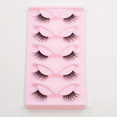 5 Pairs Half Eye Lashes Natural Look C Curling Short Wispy False Eyelashes