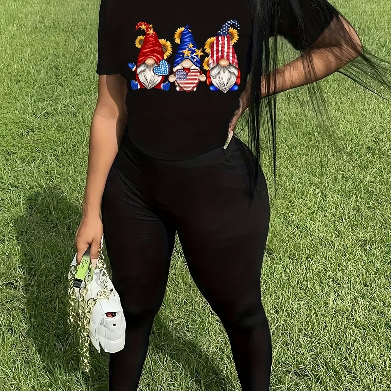  Cat & Slogan Print Tee & Leggings Set