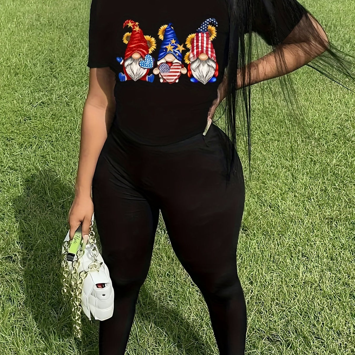  Cat & Slogan Print Tee & Leggings Set