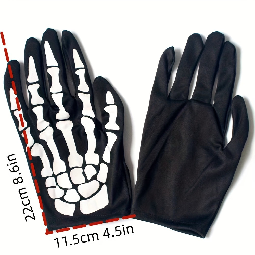 Punk Skeleton Claw Pattern Luminous Gloves for Halloween