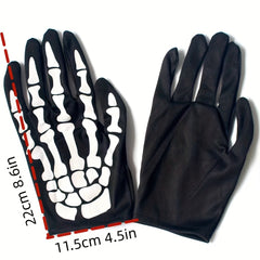 Punk Skeleton Claw Pattern Luminous Gloves for Halloween