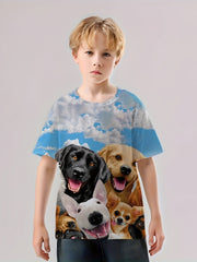 Girls Puppy Graphic Crew Neck Short Sleeve T shirt For Summer Gift