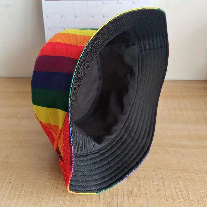 Rainbow Bucket Hat Fisherman Sun Hat Front Back