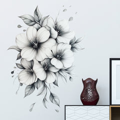 Floral Wall Decal Large Flower Pattern Removable Self Adhesive Sticker