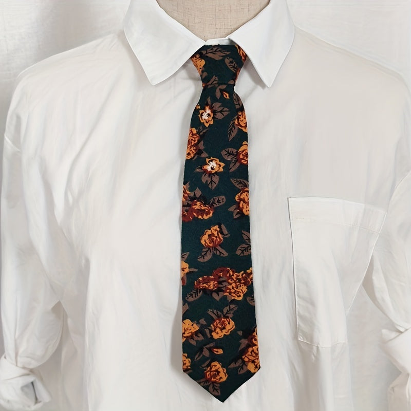 Casual Travel Vacation Short Small Tie Hand Knotted Suit Retro Dark Green Yellow