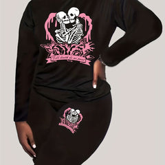  Skull Couple Print Top & Leggings Set