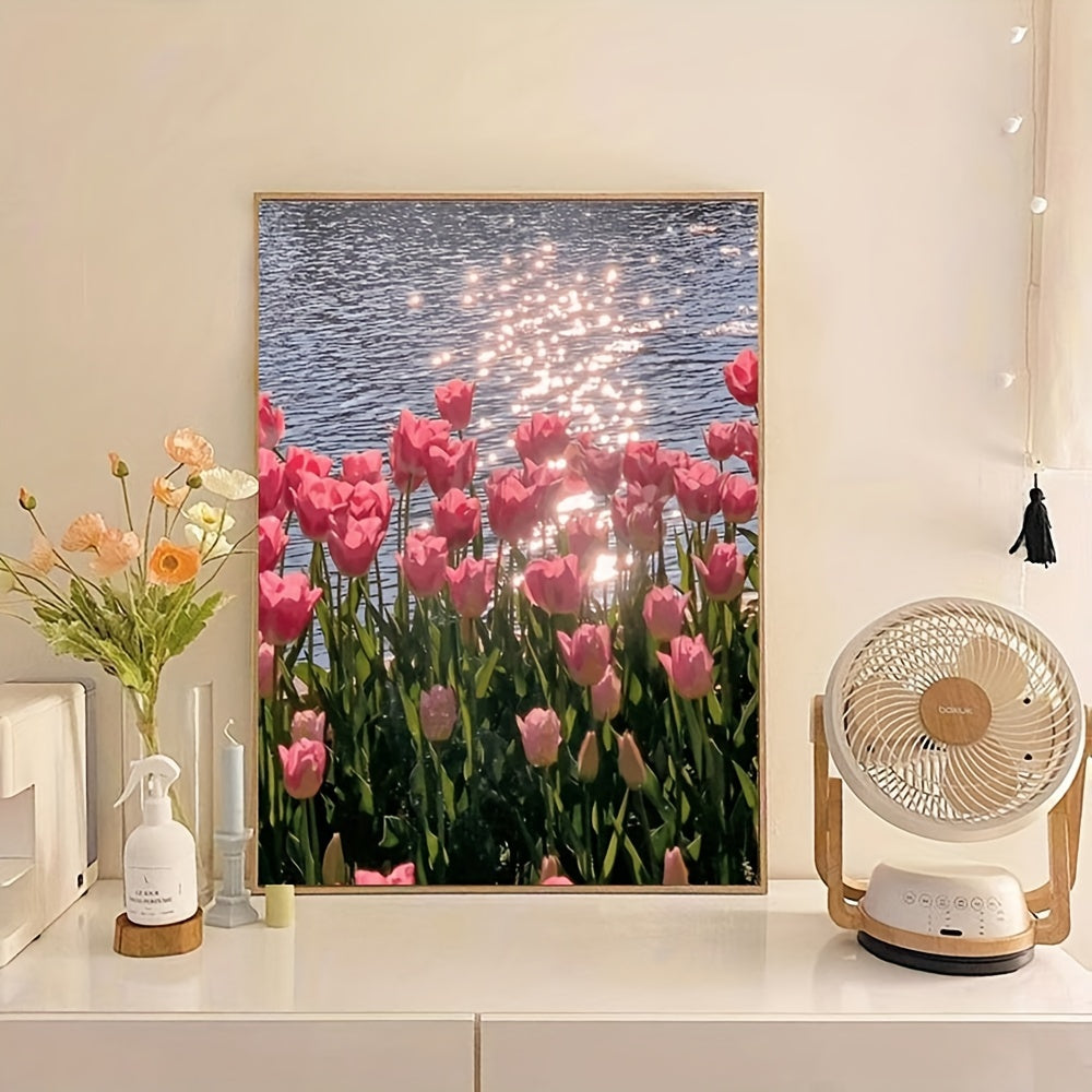 Pink Tulips By The Lake Cross Stitch Kit