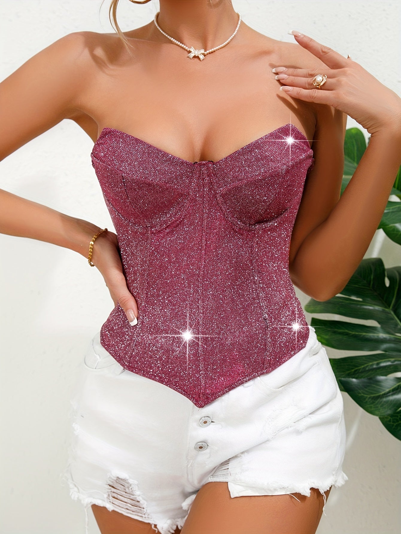 Strapless Strappy Corset Bustier Tummy Control Slimming Body Shaper