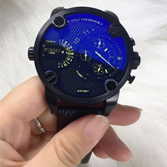 KUERST Dual Time Zone Large Dial Quartz Watch Waterproof Sports Watch