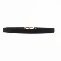 Women's Thin Belt Elastic Band with Metal Golden Buckle