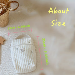 Cotton Diaper Wipes Bag with Embroidery Baby Stroller Handlebar Hanging Bottle S