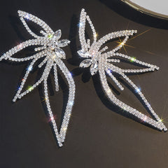 Rhinestone Maple Leaf Stud Earrings