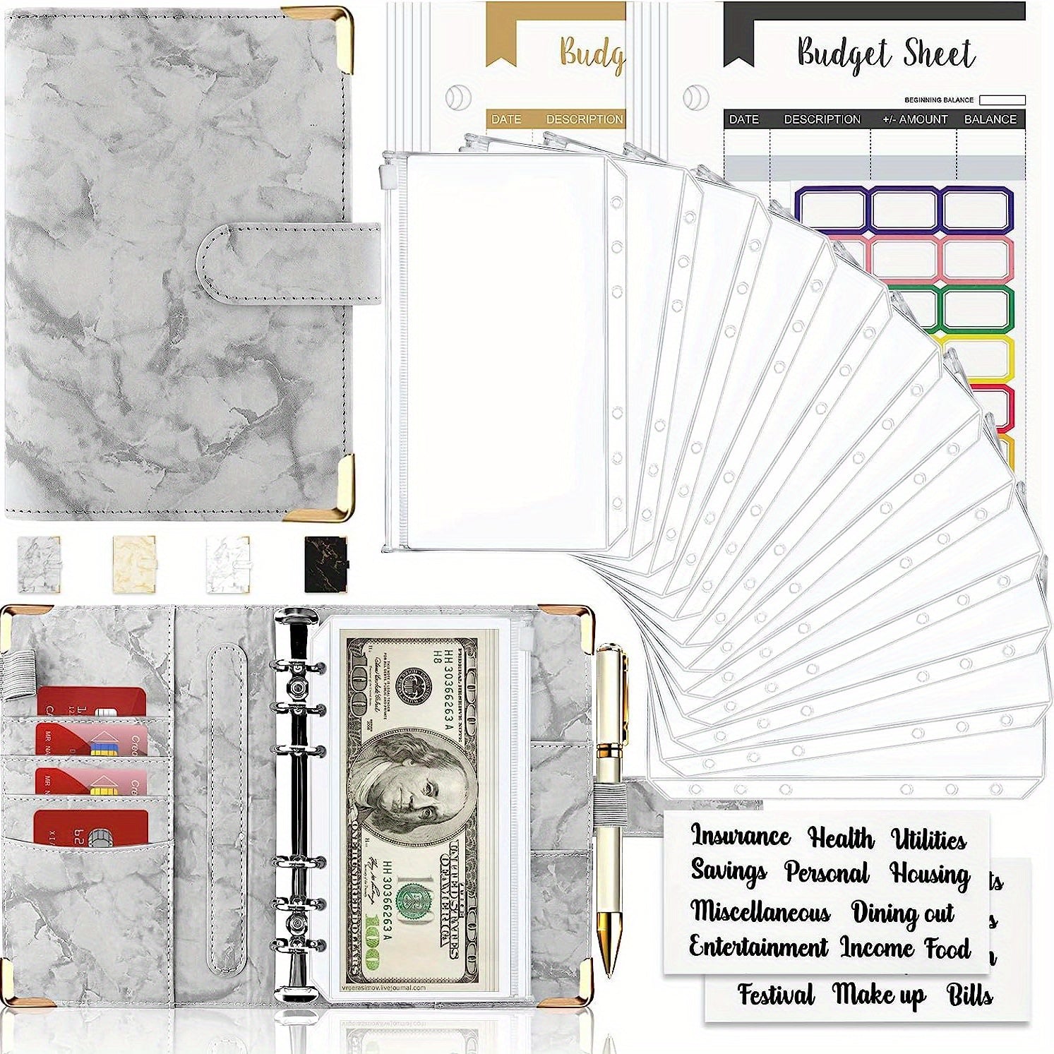 Budget Binder Cash Envelope 6 Ring Money Saving Binder