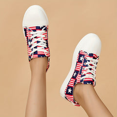 Women's Stars & Striped Canvas Shoes Lace Up Sneakers