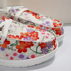 Women's Floral Canvas Slip-On Sneakers Casual Lightweight Shoes