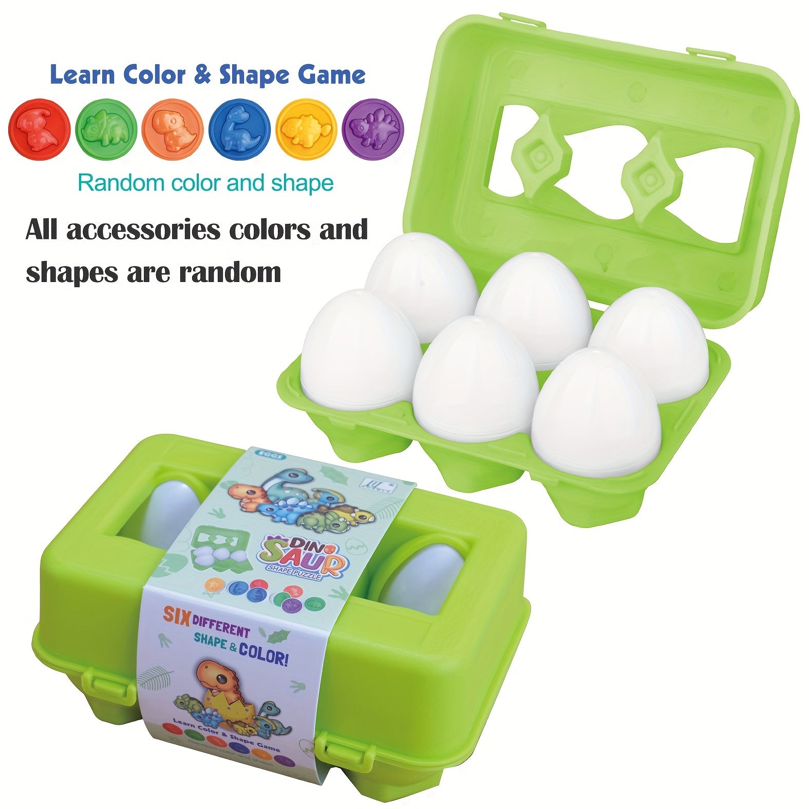 Dino Egg Puzzle Toy Shapes Colors Dino ID Ages 0-3 Easter Halloween