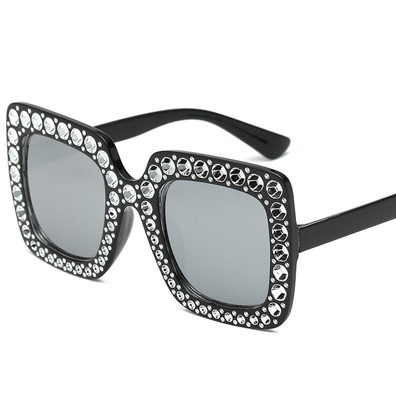 Square Rhinestone Sunglasses for Women UV Protection Shades