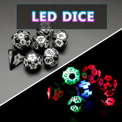 7pcs Strobe LED Rechargeable Dice Set w/ Charging Case - 3 Colors