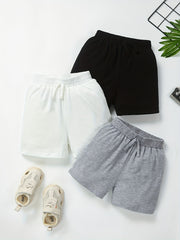 Solid Elastic Waist Shorts for Toddler Boys