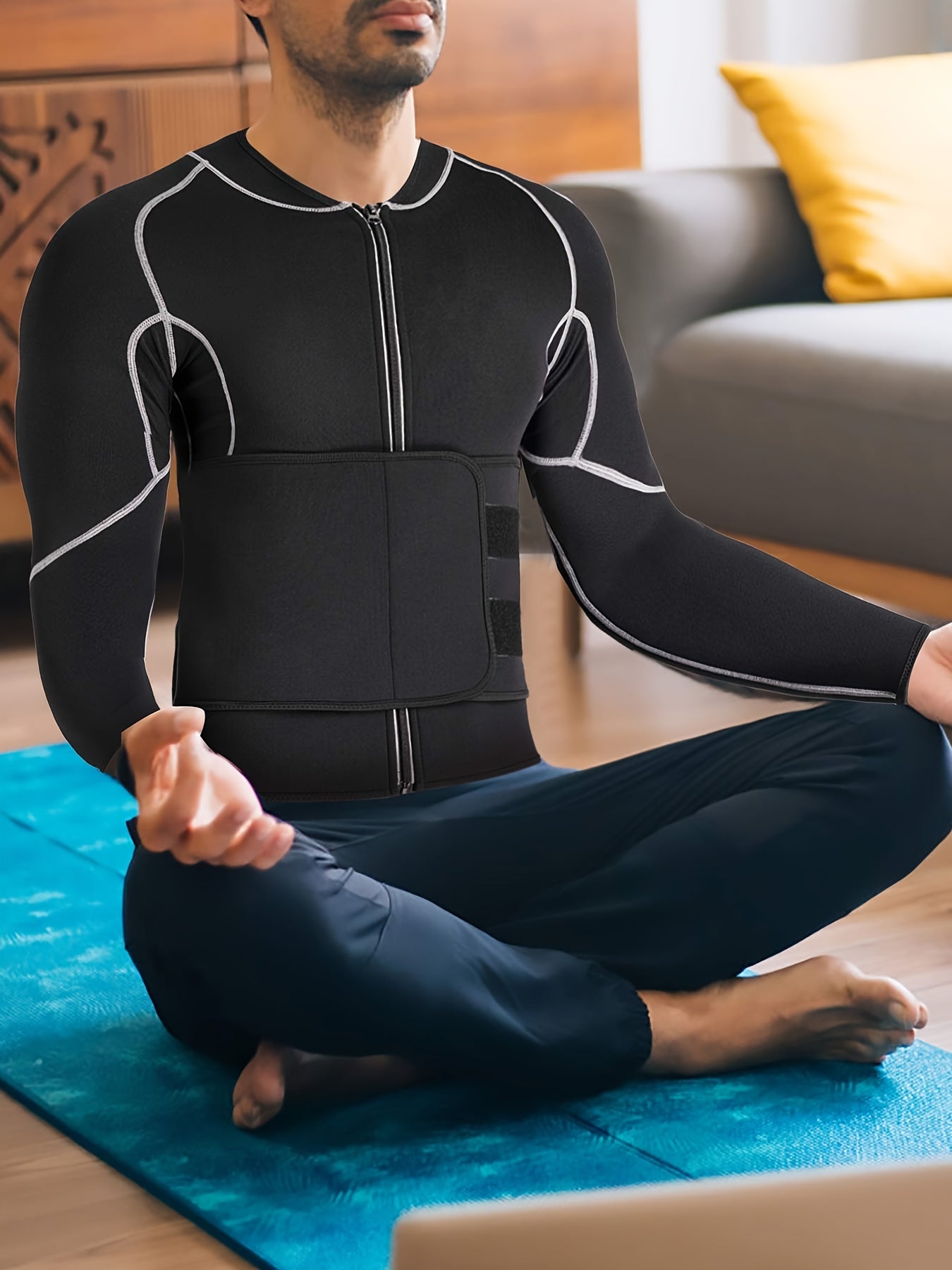 Men's Adjustable Waist Trimmer Sweat Sauna Jacket for Weight Loss