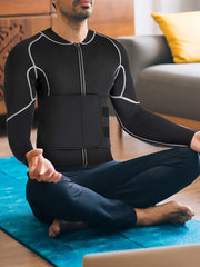 Men's Adjustable Waist Trimmer Sweat Sauna Jacket for Weight Loss