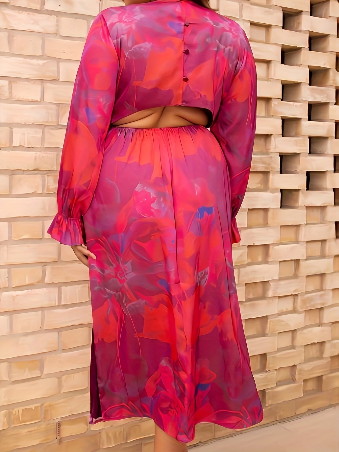 Floral Print Cut Out Back Maxi Dress