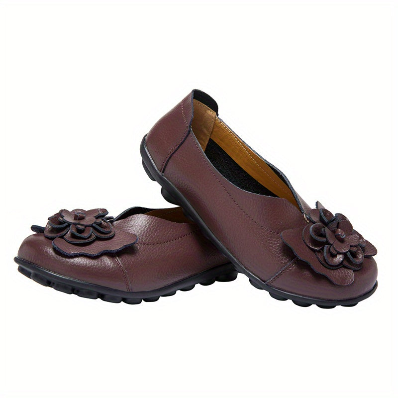 Women's Flower Flat Shoes Soft Sole Slip On Casual Non Slip Flats