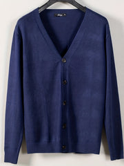 Men's V-Neck Casual Cardigan Sweater for Spring Autumn