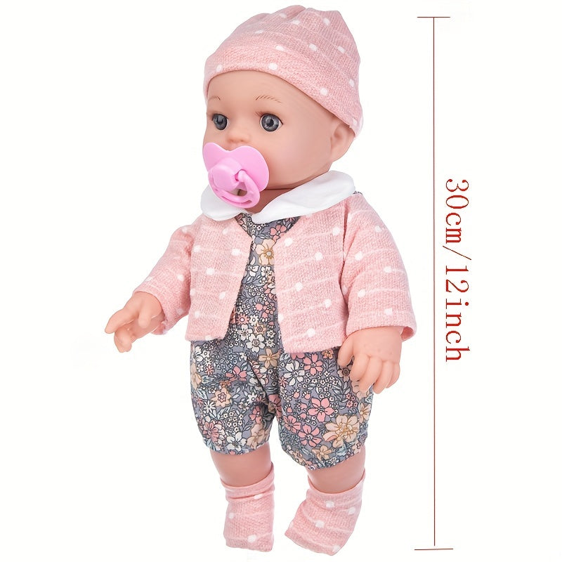12" Adorable Reborn Doll Gift with Matching Suit Hat & Socks