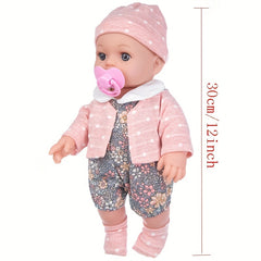 12" Adorable Reborn Doll Gift with Matching Suit Hat & Socks