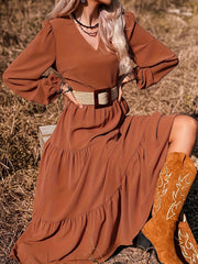 Women's Plus Lantern Sleeve Maxi Smock Dress