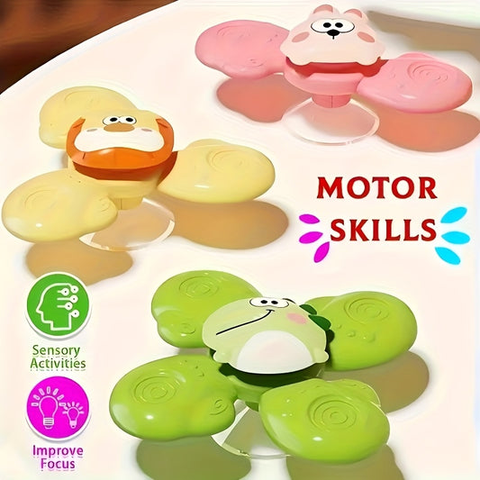 3 Piece Suction Cup Spinning Toy for Kids Sensory Spinner 0-3 Years
