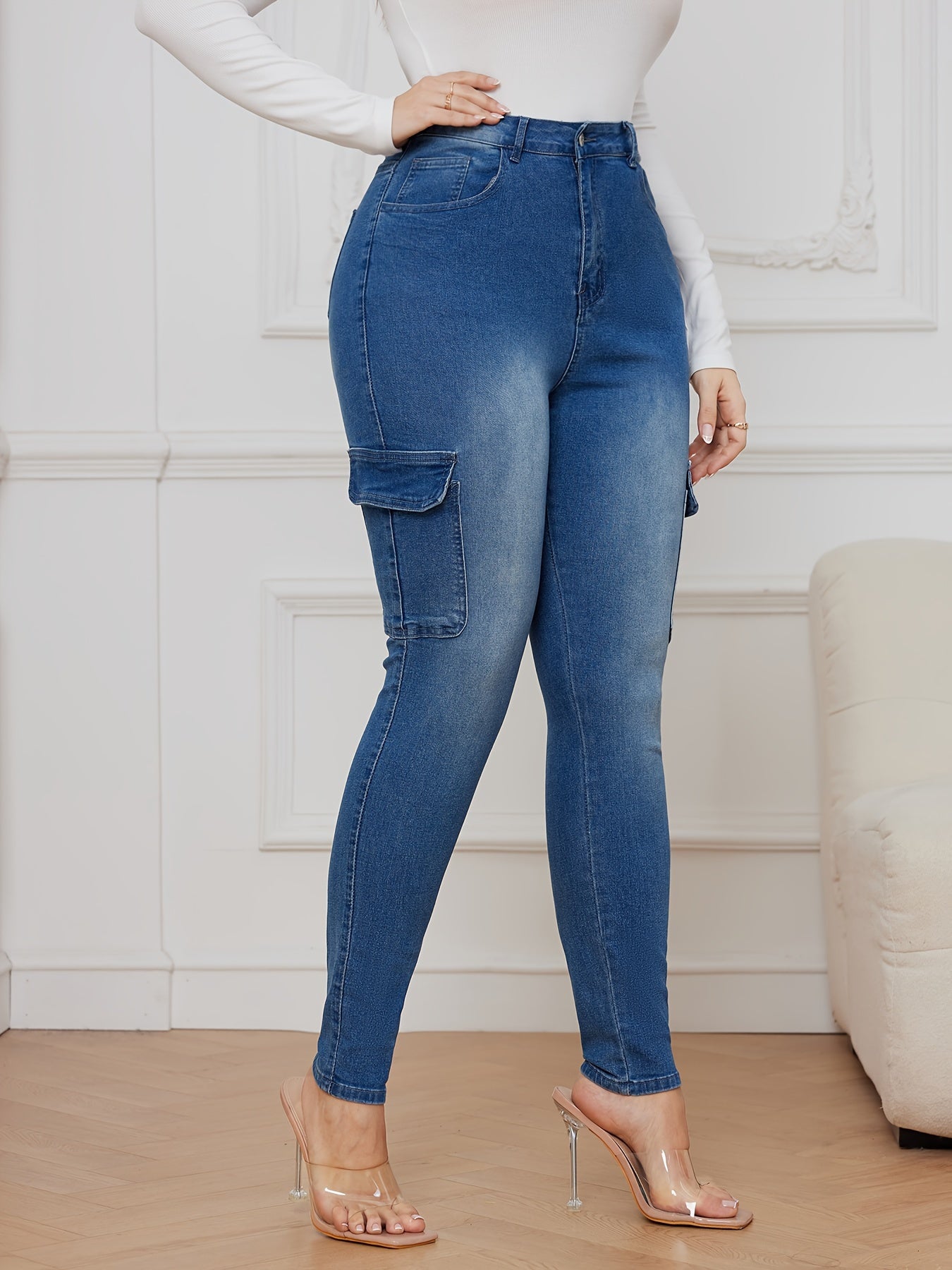  Skinny Cargo Jeans With Flap Pockets