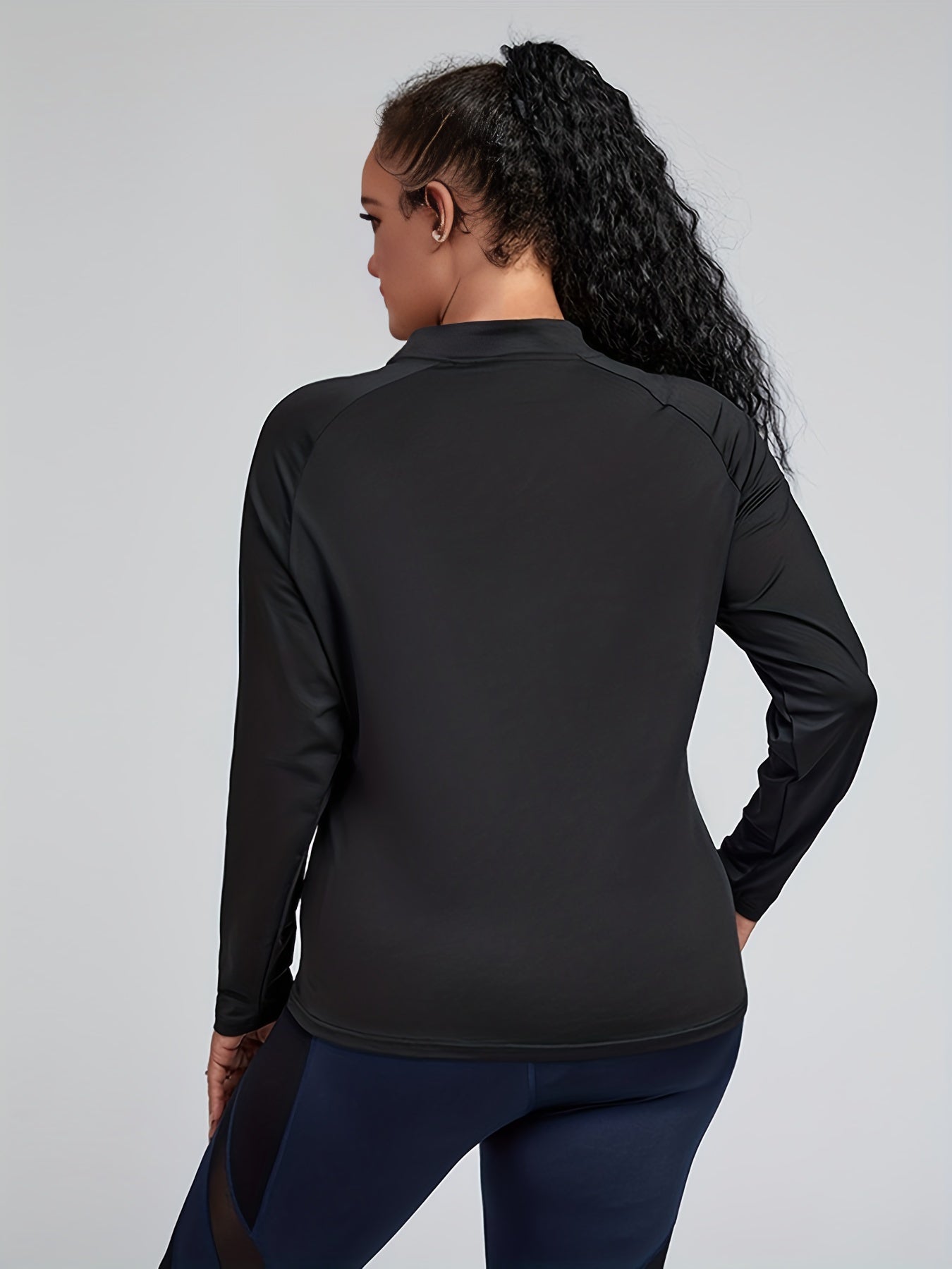  Solid Long Sleeve Quick Drying Keyhole Tie Top