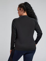  Solid Long Sleeve Quick Drying Keyhole Tie Top