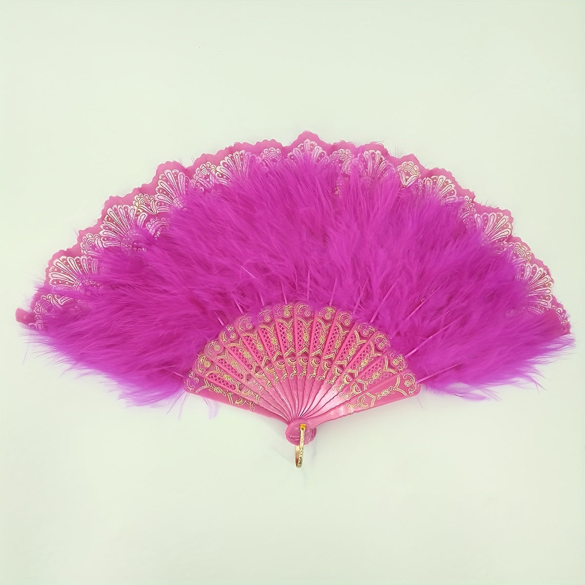 Pink Plush Folding Fan Dance Performance Photography Props