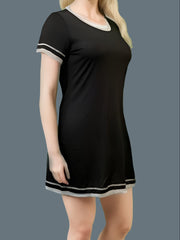  Stripe Print Short Sleeve Tee Dress