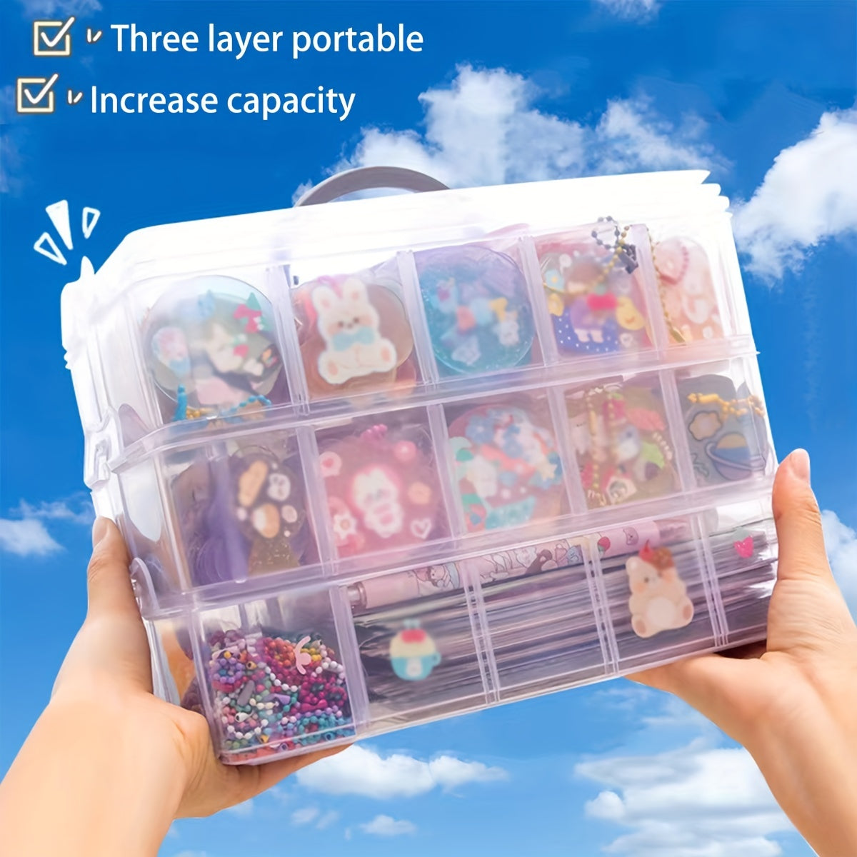 3 Tier 18 Grid Stackable Compartment Plastic Storage Box