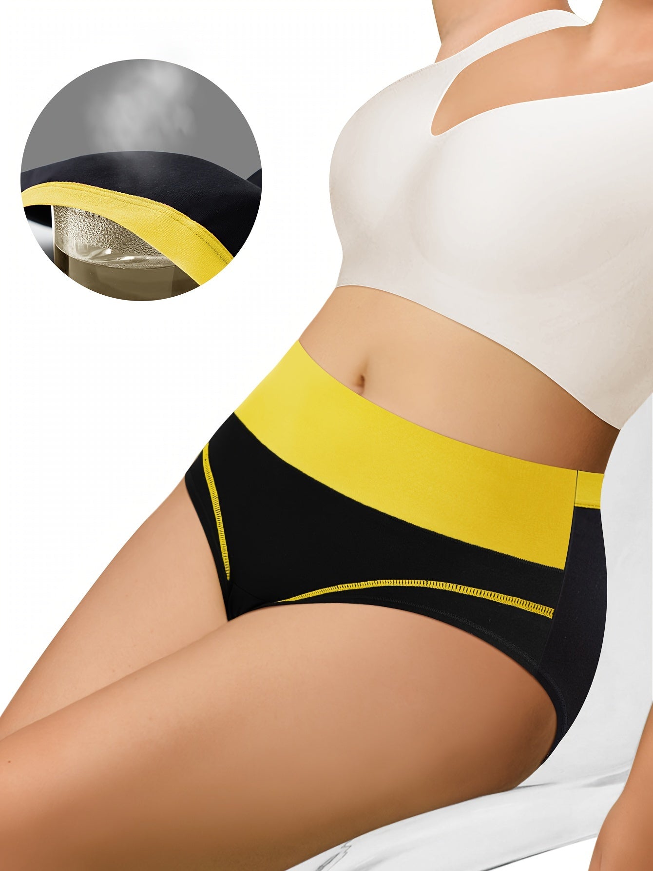 4 Pack Plus Size Panties Set Women's Plus Contrast Binding Mid Rise Briefs