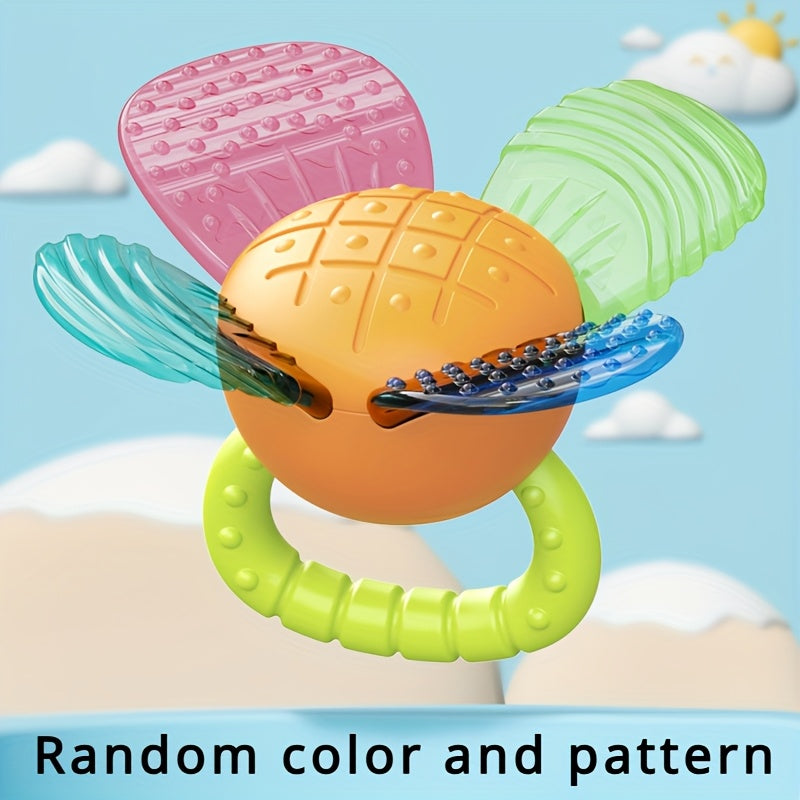 Silicone Hand Crank Bell Flower Toy for Babies Teething Sensory
