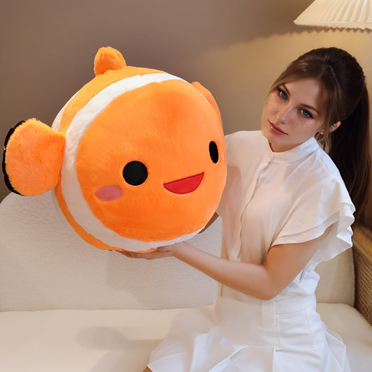 Orange Clownfish Plush Toy Soft Polyester Ocean Series Pillow