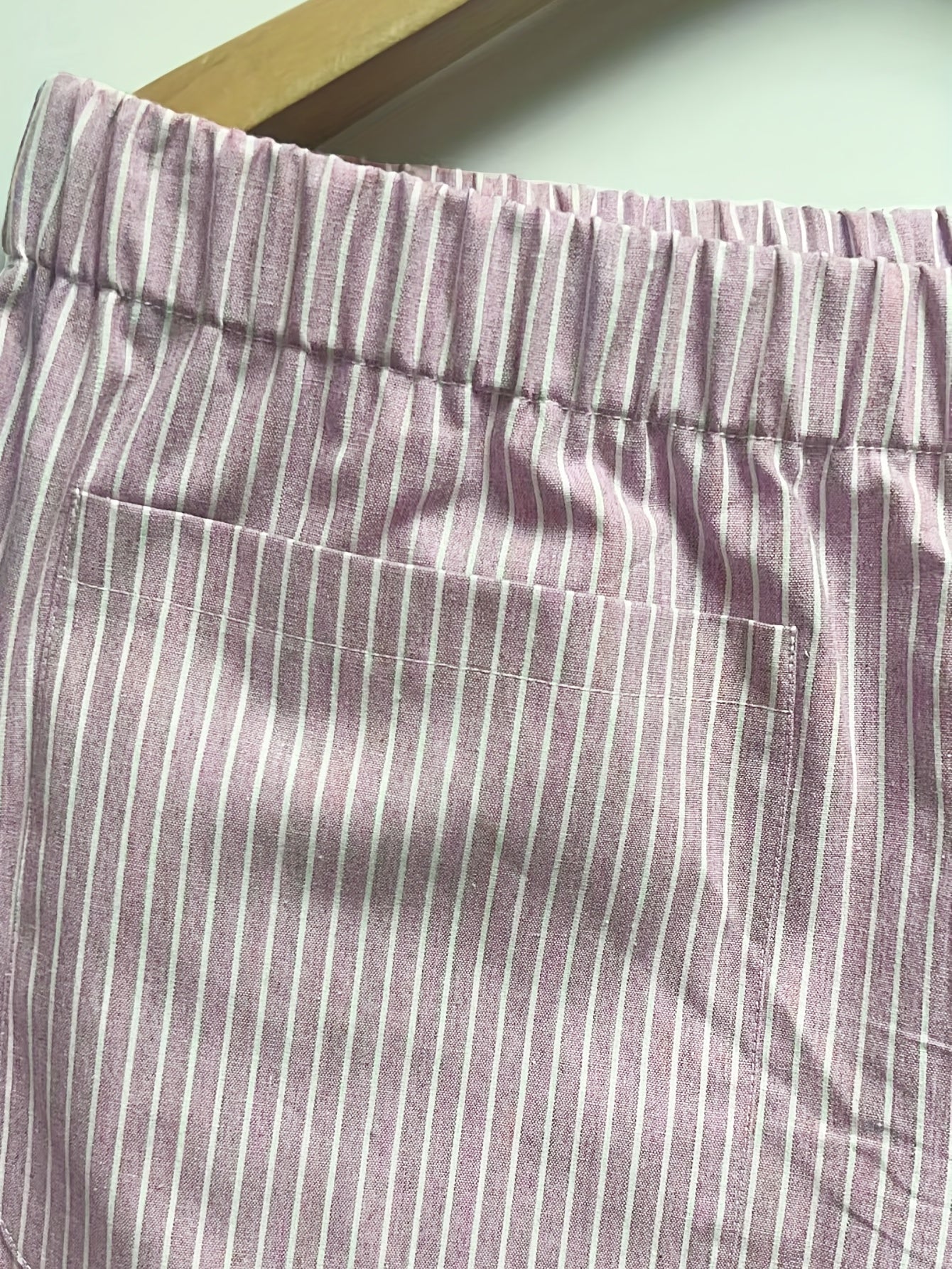  Striped Print High Rise Straight Leg Trousers